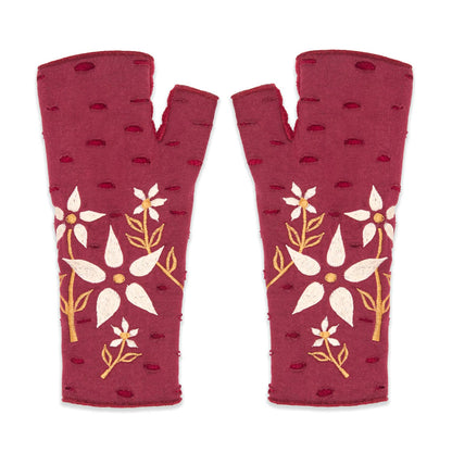 Viola Bordeaux Fingerless Fleece Gloves | Knit Gloves