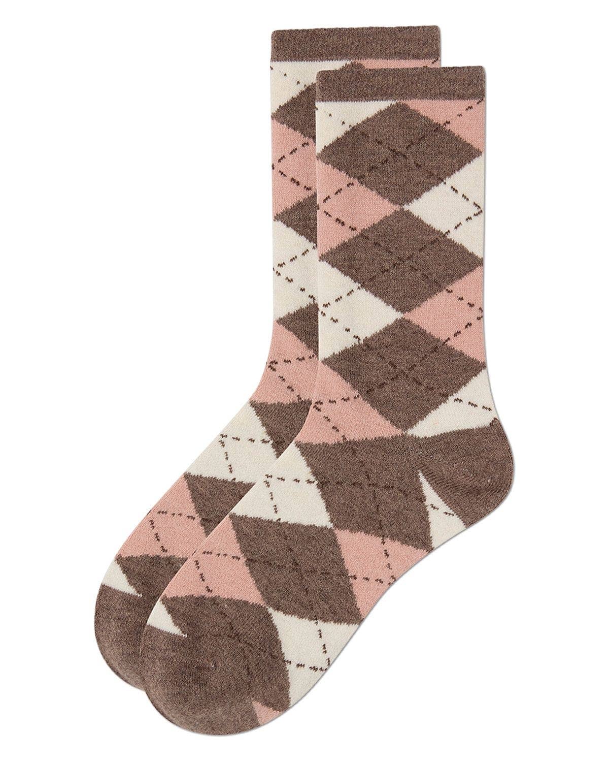 Women's Argyle Cashmere Crew Socks
