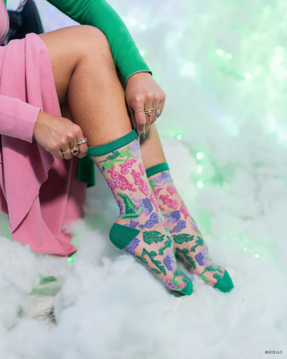 Wicked For Good Floral Sheer Crew Socks