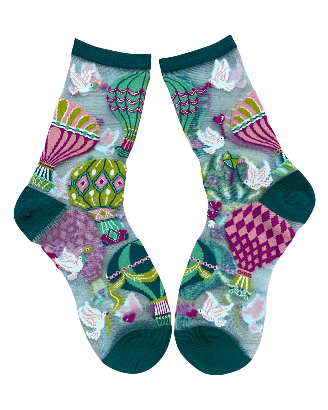 Hot Air Balloon Shimmer Sheer Crew Socks