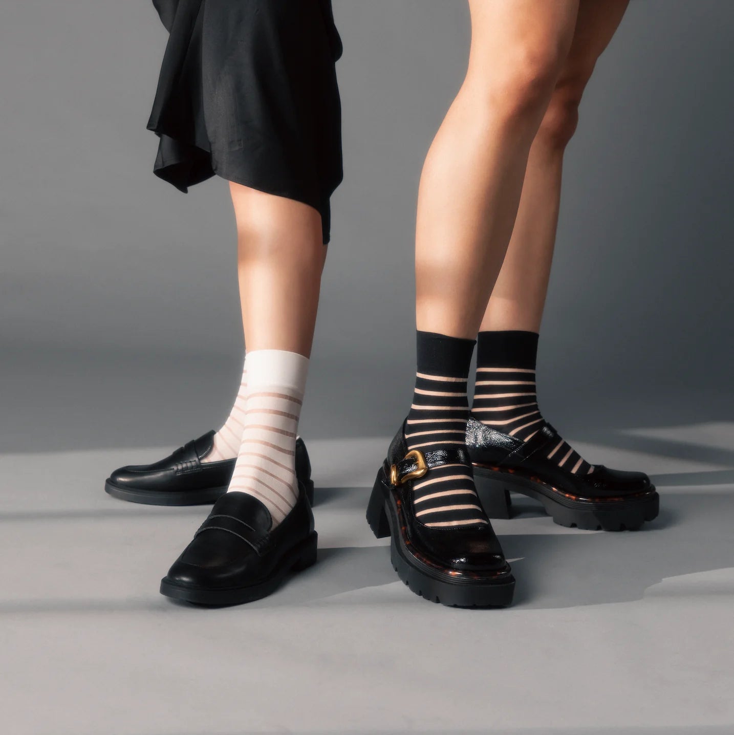 SHEER STRIPE MICROFIBER CREW
