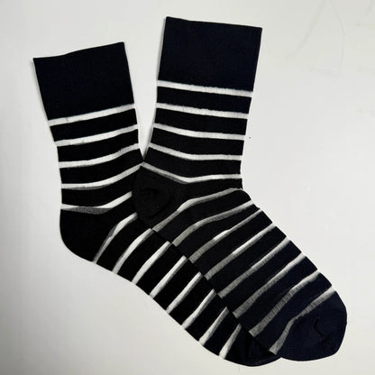 SHEER STRIPE MICROFIBER CREW