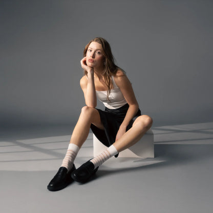 SHEER STRIPE MICROFIBER CREW
