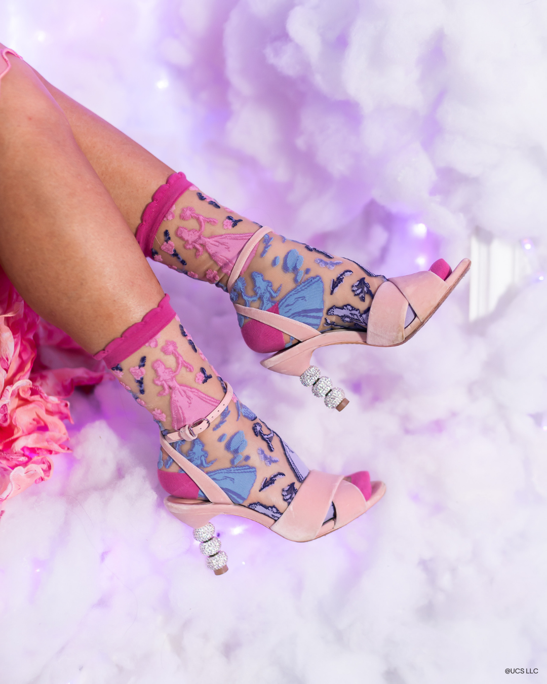 Wicked Glinda Silhouette Ruffle Sheer Crew Socks