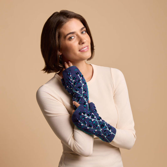 Azalea Twilight Fingerless Fleece Gloves | Knit Gloves