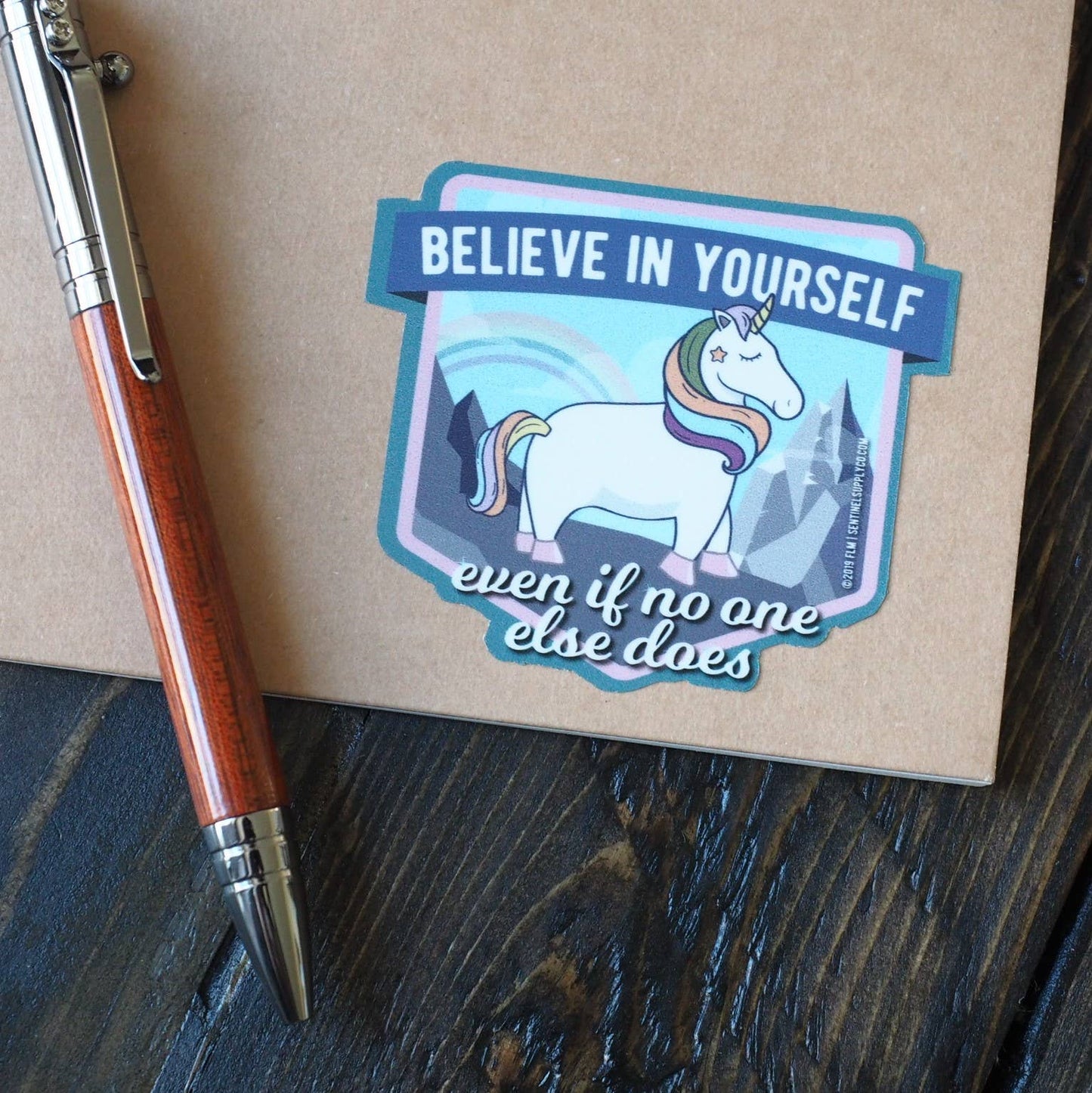 Believe in Yourself Cute Rainbow Unicorn Sticker