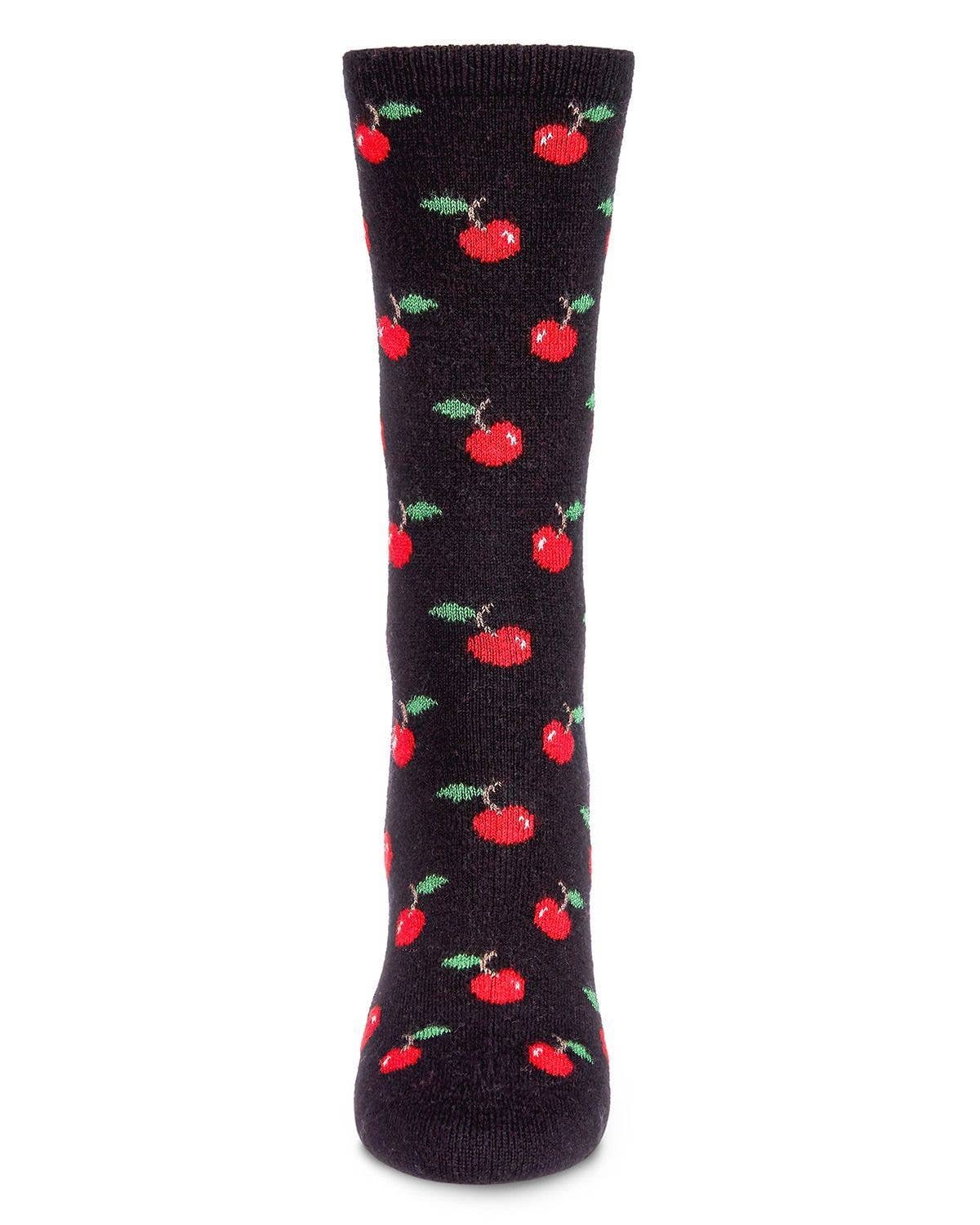 WOMEN'S CHERRY ON TOP CASHMERE BLEND CREW SOCKS