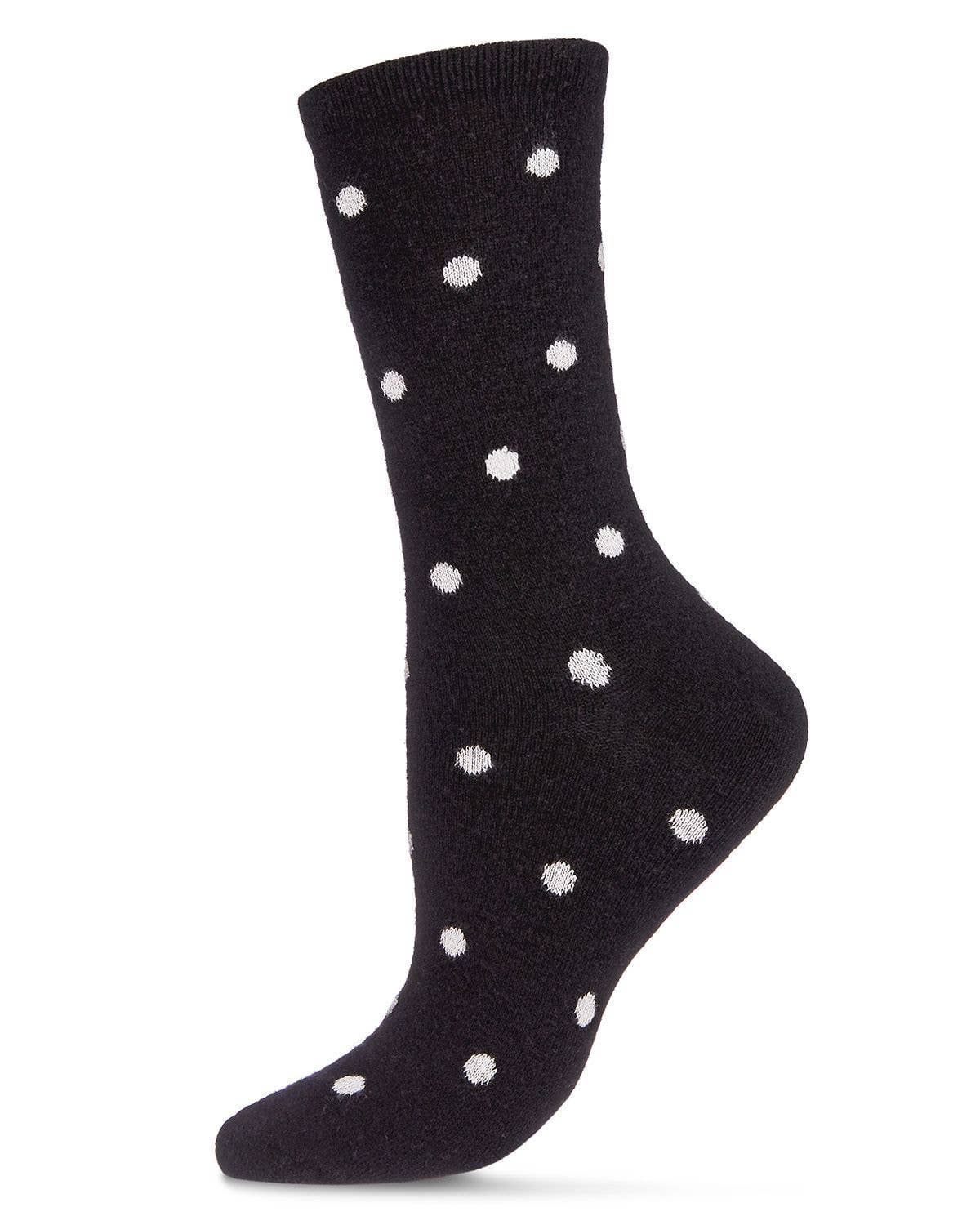 WOMEN'S POLKA DOT CASHMERE BLEND CREW SOCK
