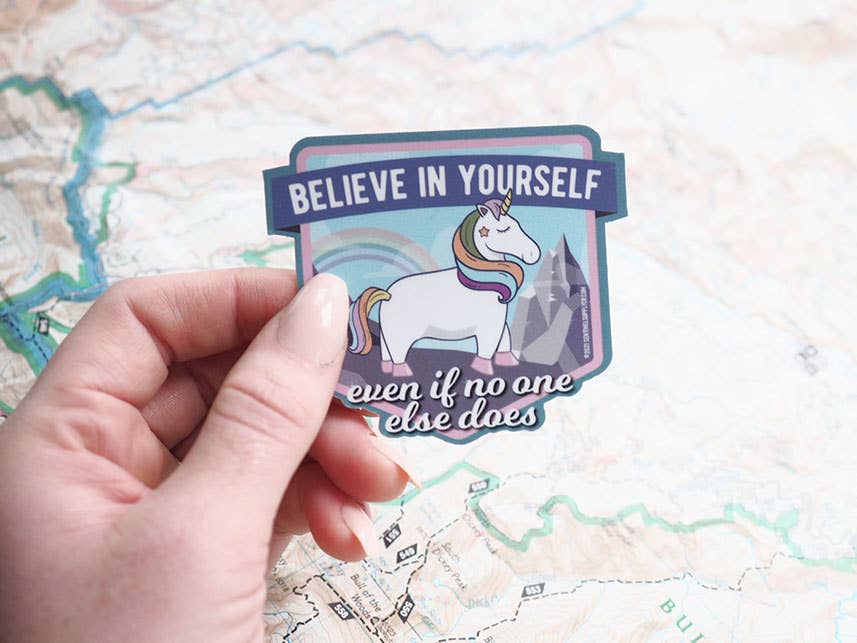 Believe in Yourself Cute Rainbow Unicorn Sticker