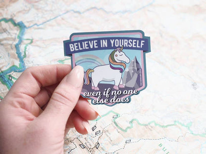 Believe in Yourself Cute Rainbow Unicorn Sticker