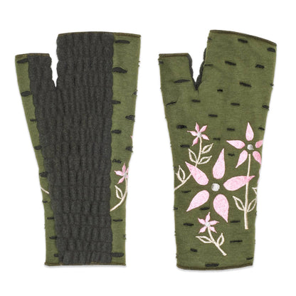 Viola Garden Fingerless Fleece Gloves | Knit Gloves