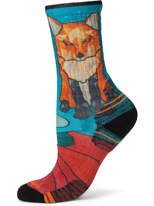 Women's Hike Targeted Cushion Geo Fox Print Crew Socks