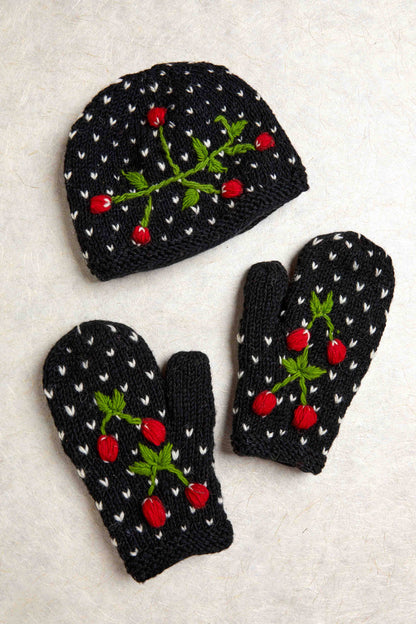 Cherries Noir Knit Beanie