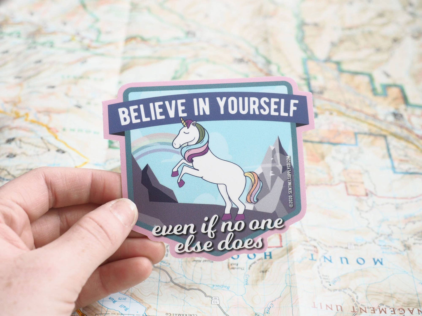 Believe in Yourself Cute Rainbow Unicorn Sticker