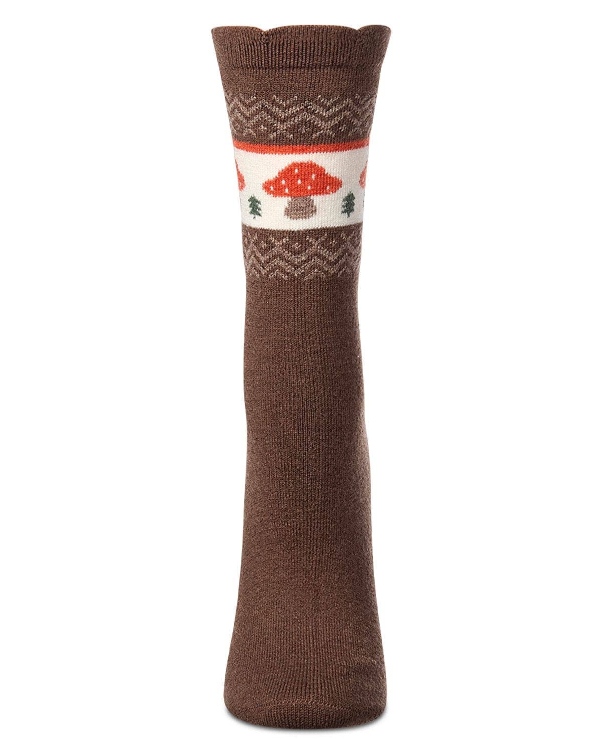 Women's Mushroom Fairisle Cashmere Crew Socks