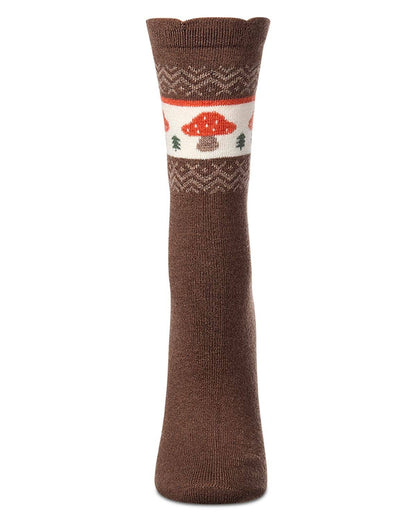 Women's Mushroom Fairisle Cashmere Crew Socks