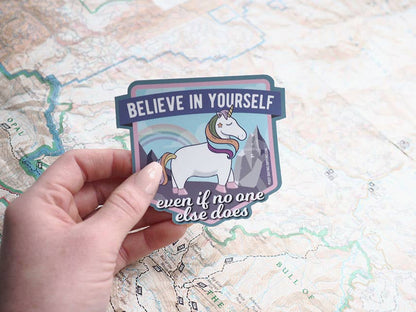 Believe in Yourself Cute Rainbow Unicorn Sticker