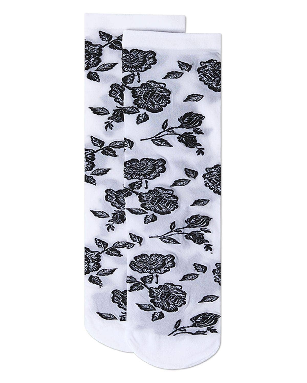 All Over Fancy Floral Sheer Crew Socks