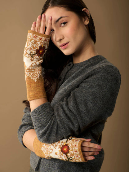 Isabela Alpaca Wrist Warmers | Hand Embroidery | Fall