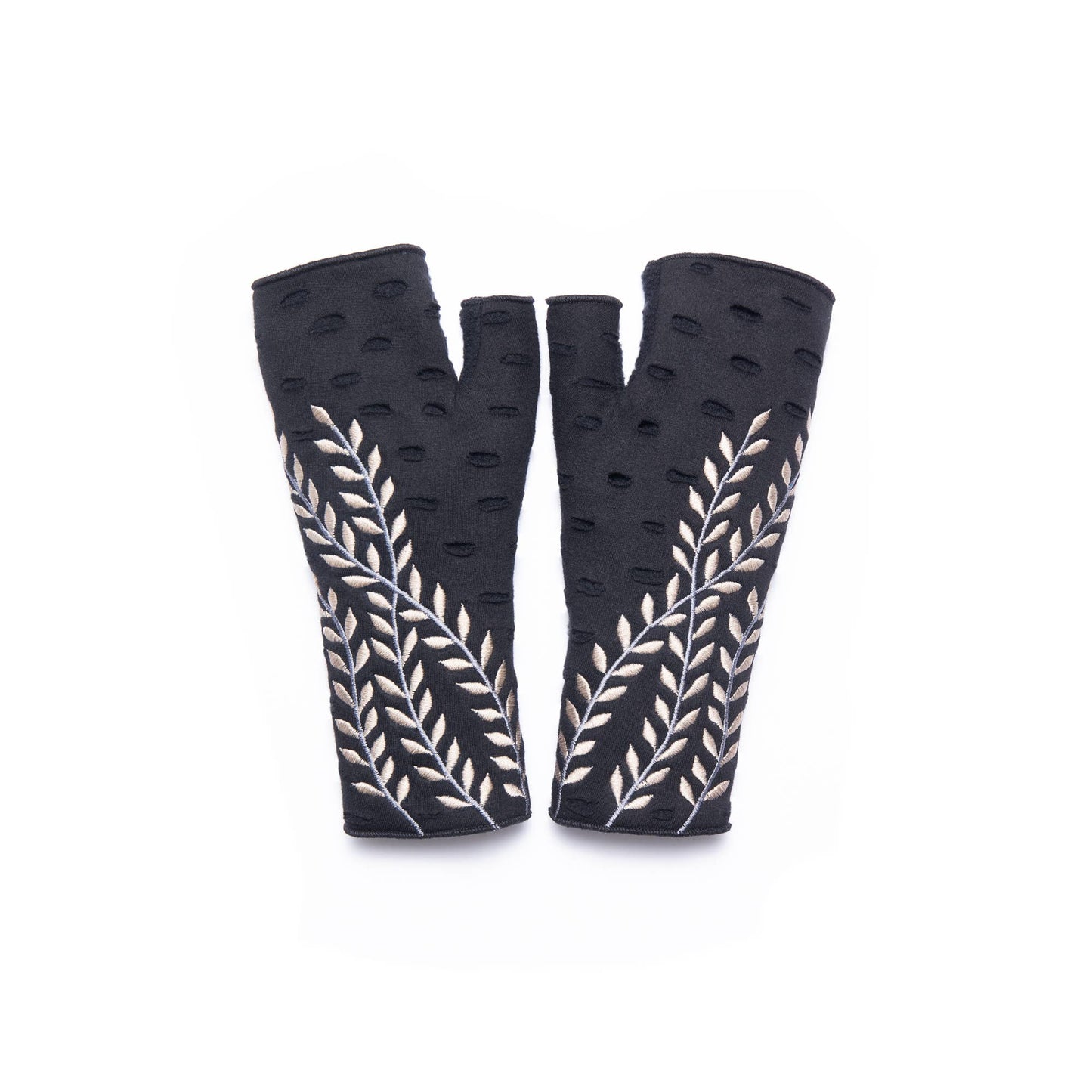 Trellis Fingerless Fleece Gloves | Cotton Jersey Gloves
