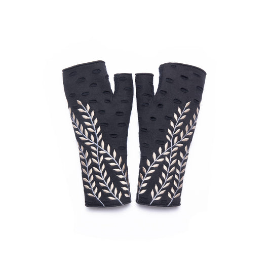Trellis Fingerless Fleece Gloves | Cotton Jersey Gloves