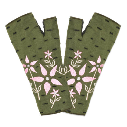 Viola Garden Fingerless Fleece Gloves | Knit Gloves