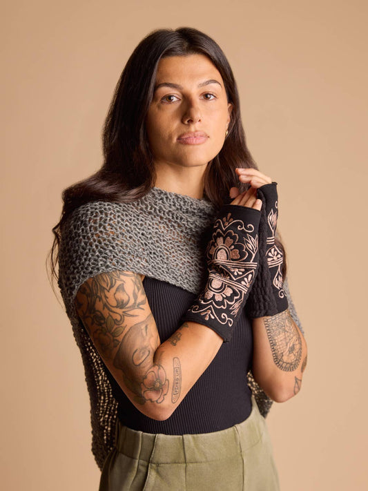 Lawsone Peat Fingerless Fleece Gloves | Knit Gloves