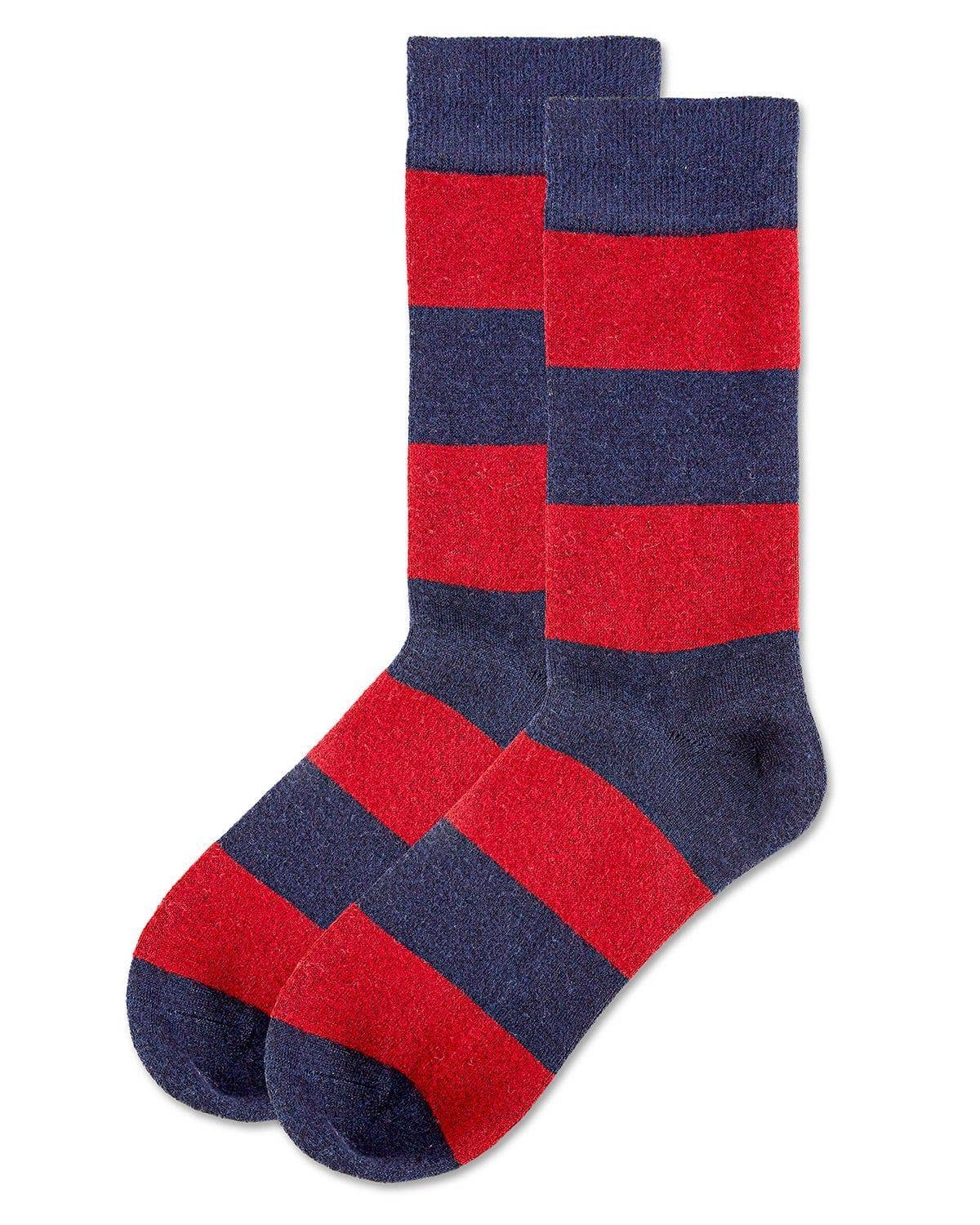 MEN'S STRIPED CASHMERE BLEND CREW SOCKS