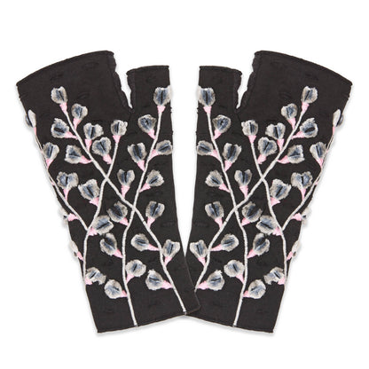 Azalea Noir Fingerless Fleece Gloves | Knit Gloves