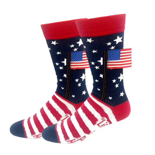 3D Liberty and Happiness  Men's Funny Crew Socks