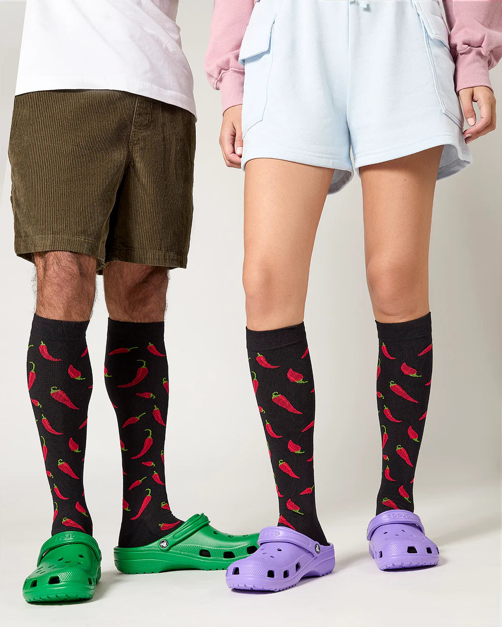 CHILI PEPPER 8-15 MMHG GRADUATED UNISEX COTTON COMPRESSION SOCKS