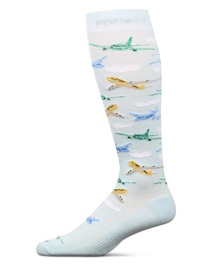AIRPLANES 8-15 MMHG GRADUATED UNISEX BAMBOO COMPRESSION SOCKS