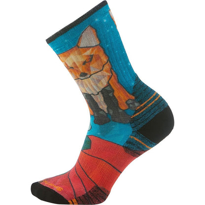 Women's Hike Targeted Cushion Geo Fox Print Crew Socks