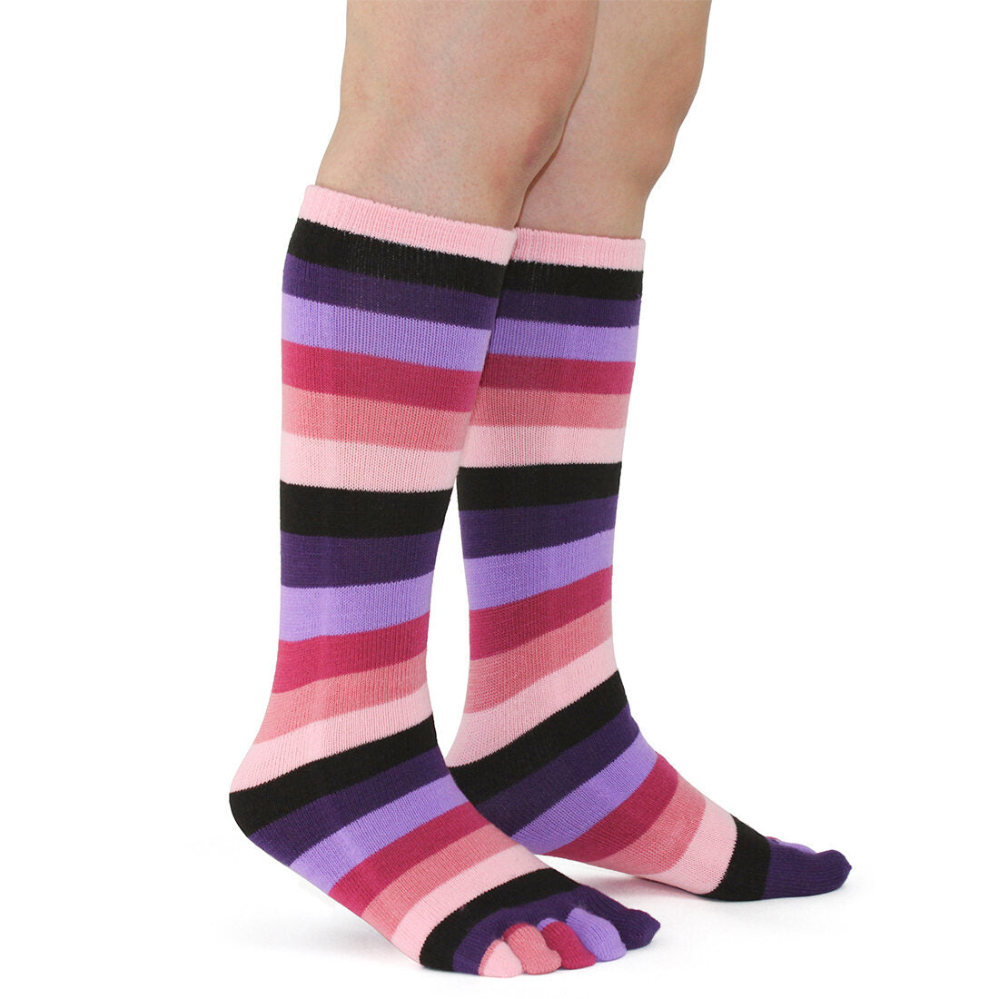 Pink Rainbow Stripe Toe Socks