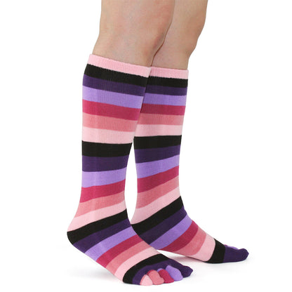 Pink Rainbow Stripe Toe Socks