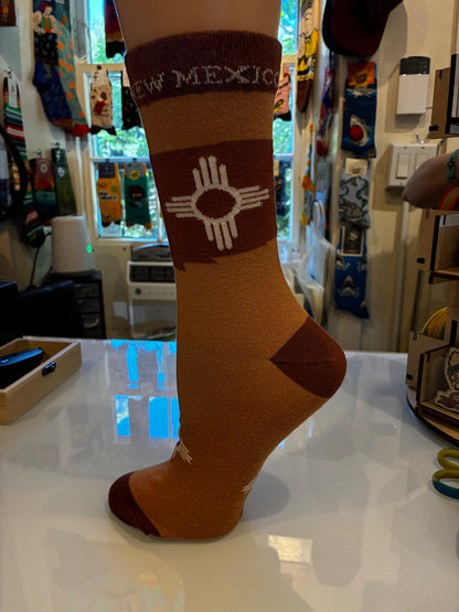 ZIA NM BROWN UNISEX COTTON CREW SOCKS