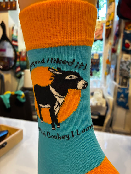 LOVE MINI DONKEY UNISEX COTTON CREW SOCKS