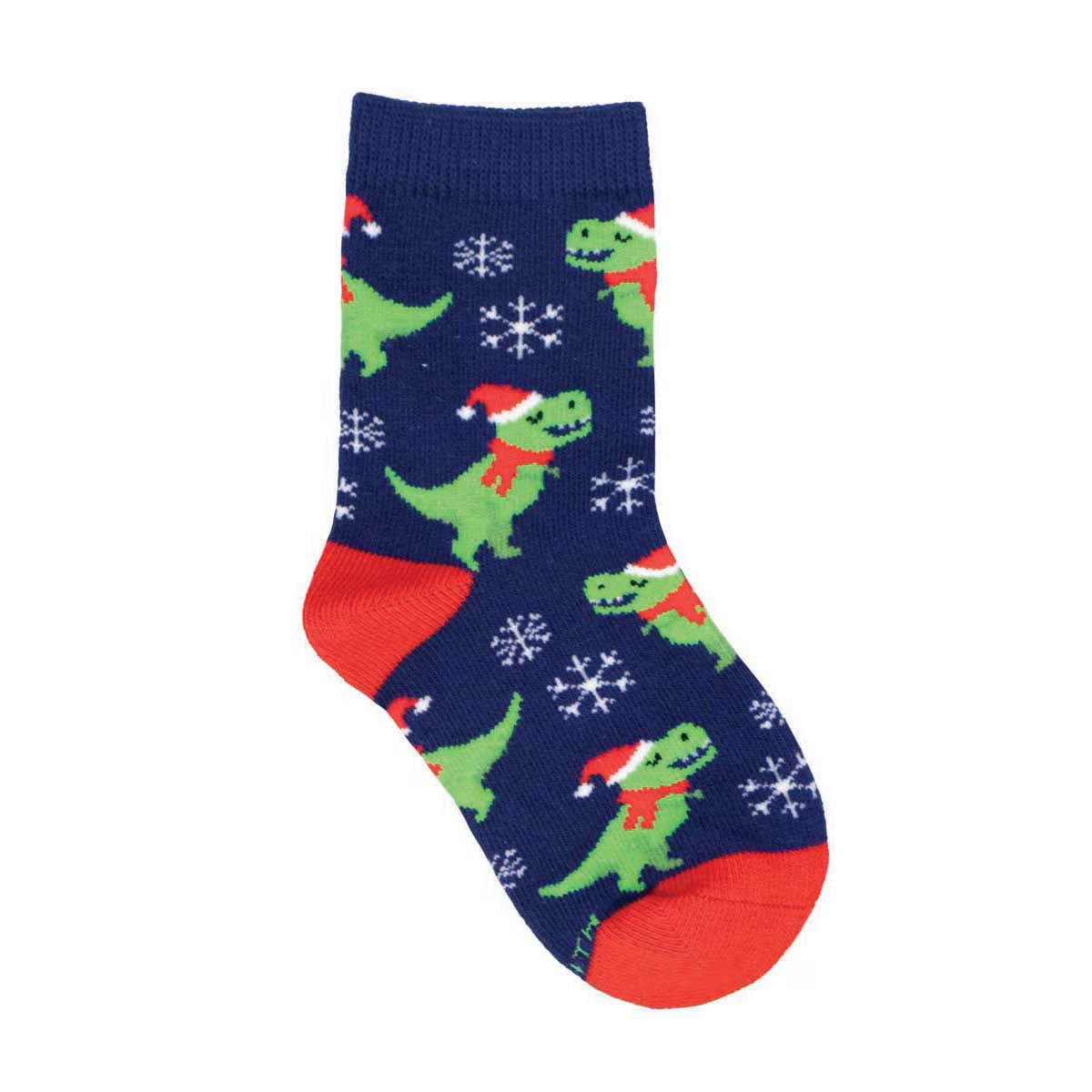 HOLIDAY T-REX KID'S COTTON CREW SOCKS