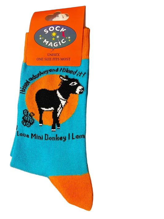 LOVE MINI DONKEY UNISEX COTTON CREW SOCKS