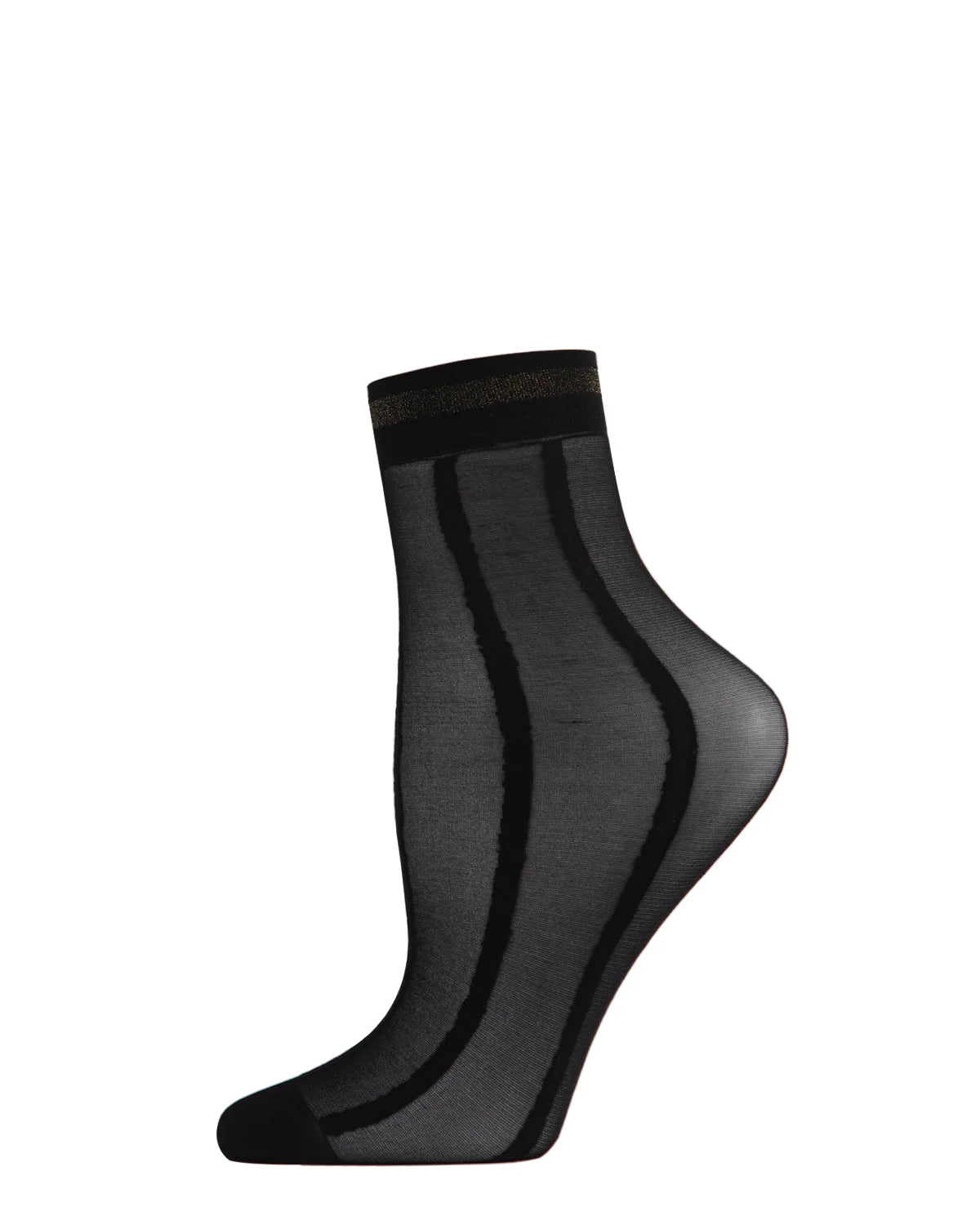 WOMEN'S SHEER METALLIC SHIMMER STRIPE ACCENT ANKLET SOCK