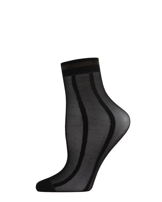 WOMEN'S SHEER METALLIC SHIMMER STRIPE ACCENT ANKLET SOCK