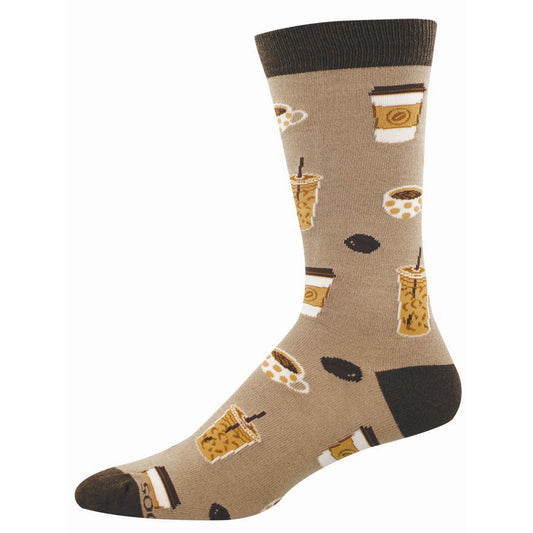 COFFEE, COFFEE, COFFEE MEN'S BAMBOO CREW SOCKS