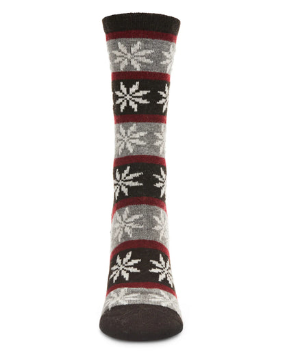 WOMEN'S SOFT SNOWFLAKE FAIR ISLE CASHMERE BLEND CREW SOCKS