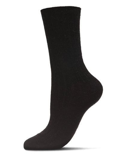WOMEN'S SOFT SOLID LUXE RIBBED CASHMERE BLEND CREW SOCKS