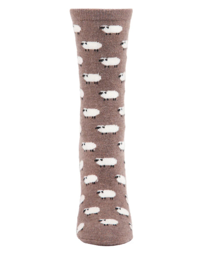 WOMEN'S SOFT WHITE SHEEP CASHMERE BLEND CREW SOCKS
