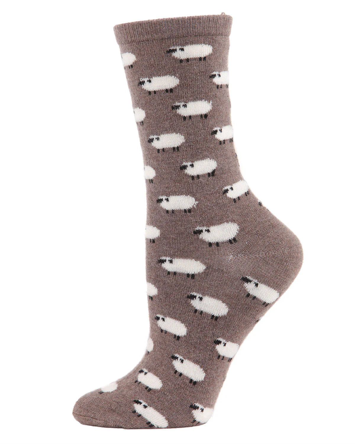 WOMEN'S SOFT WHITE SHEEP CASHMERE BLEND CREW SOCKS