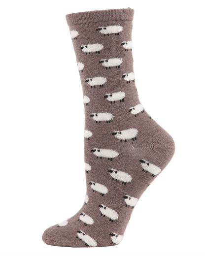 WOMEN'S SOFT WHITE SHEEP CASHMERE BLEND CREW SOCKS