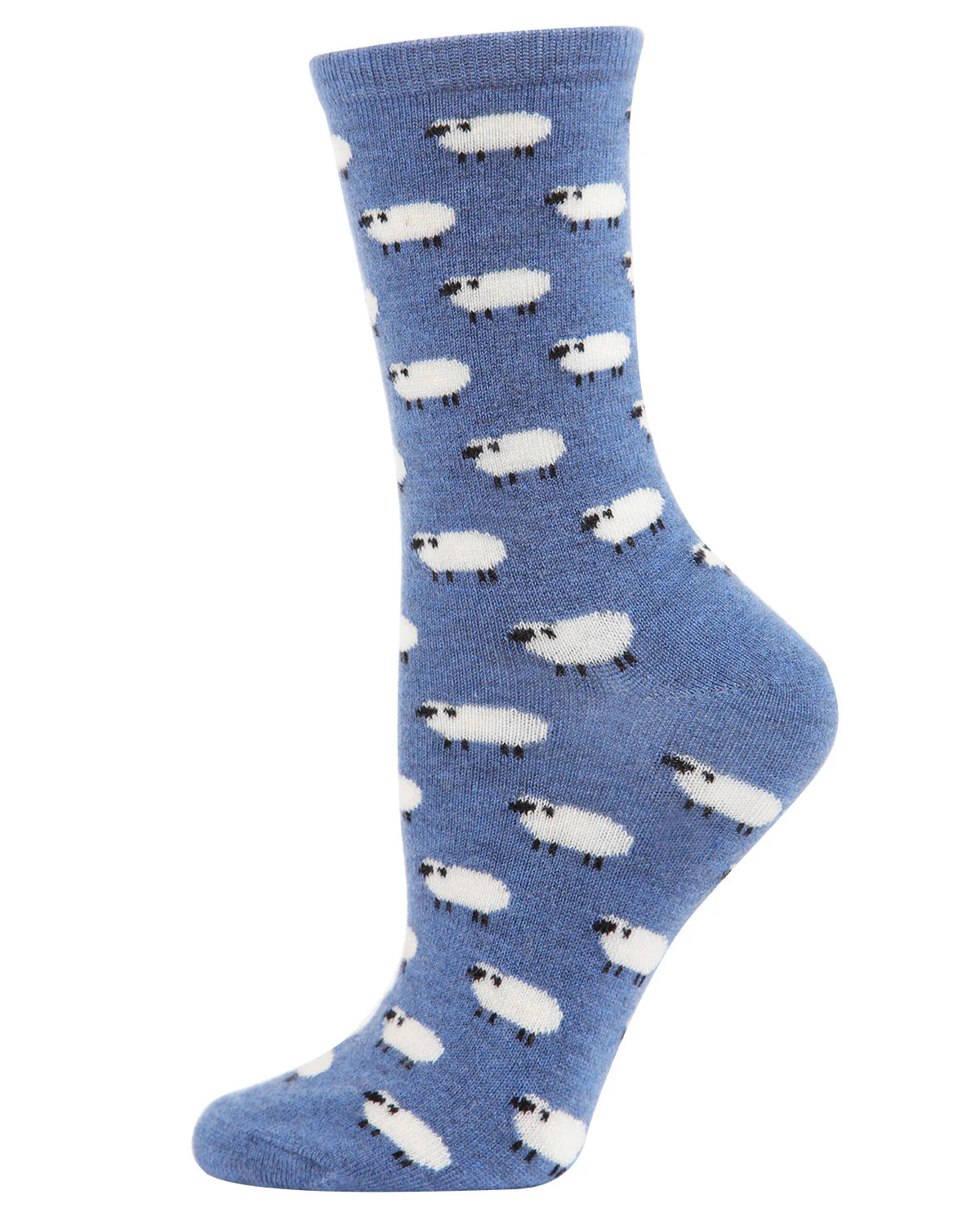 WOMEN'S SOFT WHITE SHEEP CASHMERE BLEND CREW SOCKS