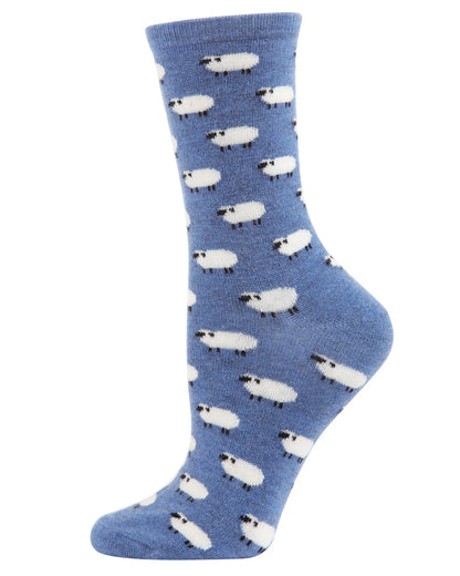 WOMEN'S SOFT WHITE SHEEP CASHMERE BLEND CREW SOCKS