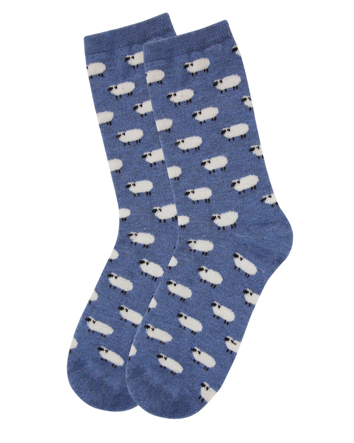 WOMEN'S SOFT WHITE SHEEP CASHMERE BLEND CREW SOCKS
